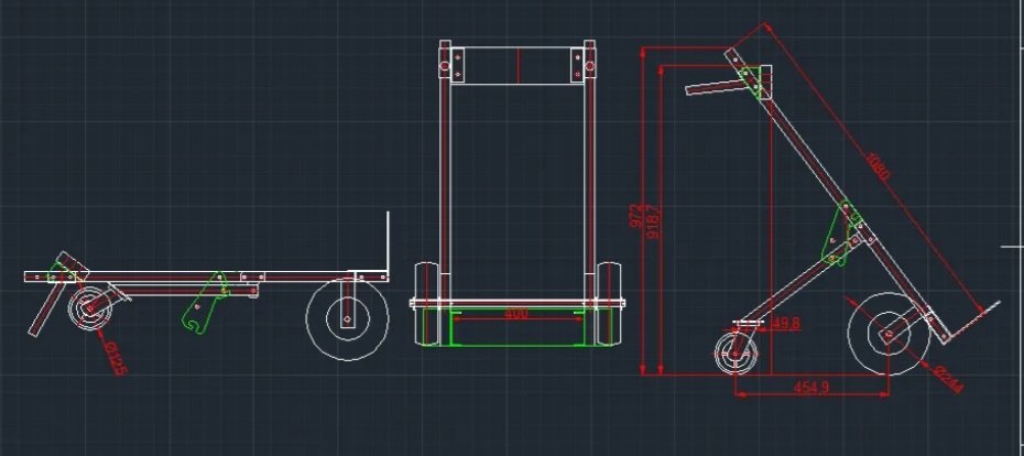 Tehnički crtež sa prikazanim dimenzijama stalka